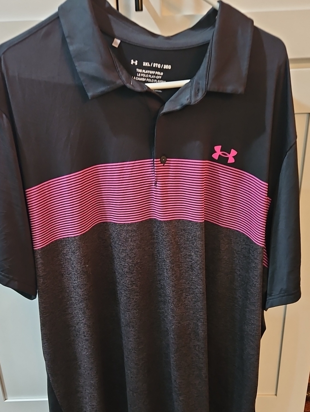 Under Armour Black & Pink Striped Men’s Polo 3xl